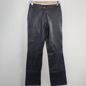 Vintage Paolo Santini Black leather flare leg pants **Flawed Size 2
